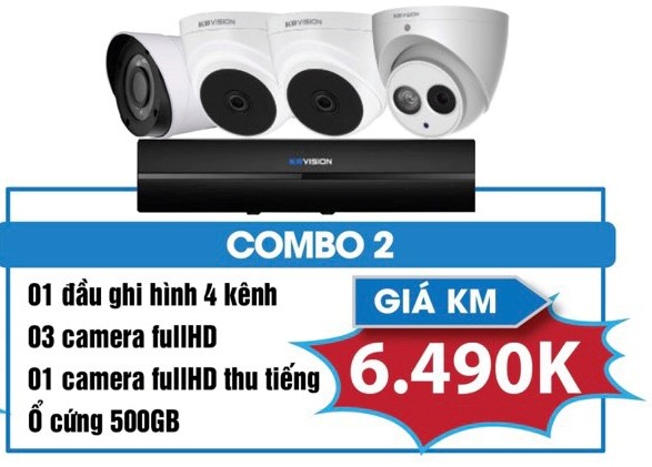 COMBO 4 CAMERA 2.0 HDCVI KBVISION FULLHD Có thu tiếng